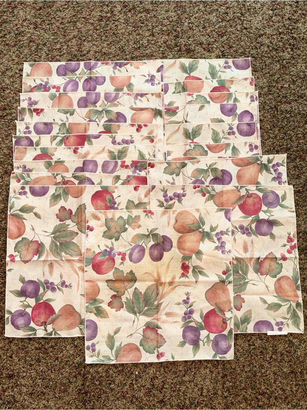 Vintage Fruit Cloth Napkins Set of 20 Autumn Harvest Thanksgiving 90s Country